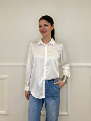 Camicia Basic in Satin 24244 Bianco