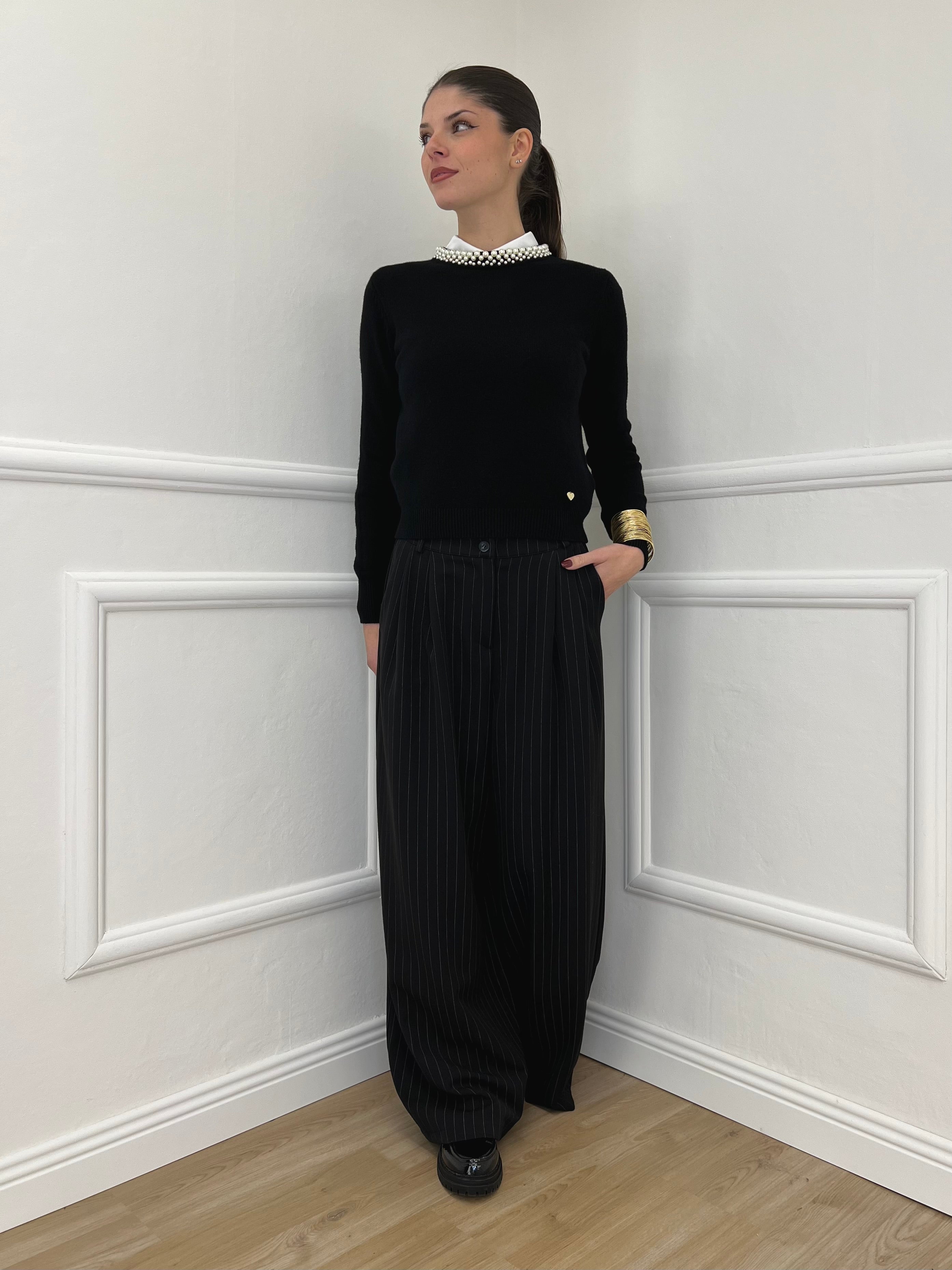 Maglia Collo Perle 25224 Nero