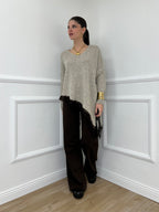 Maglia Asimmetrica Pizzo 25743 Ecru