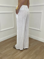 Pantalone Lino Coulisse 23216 Bianco