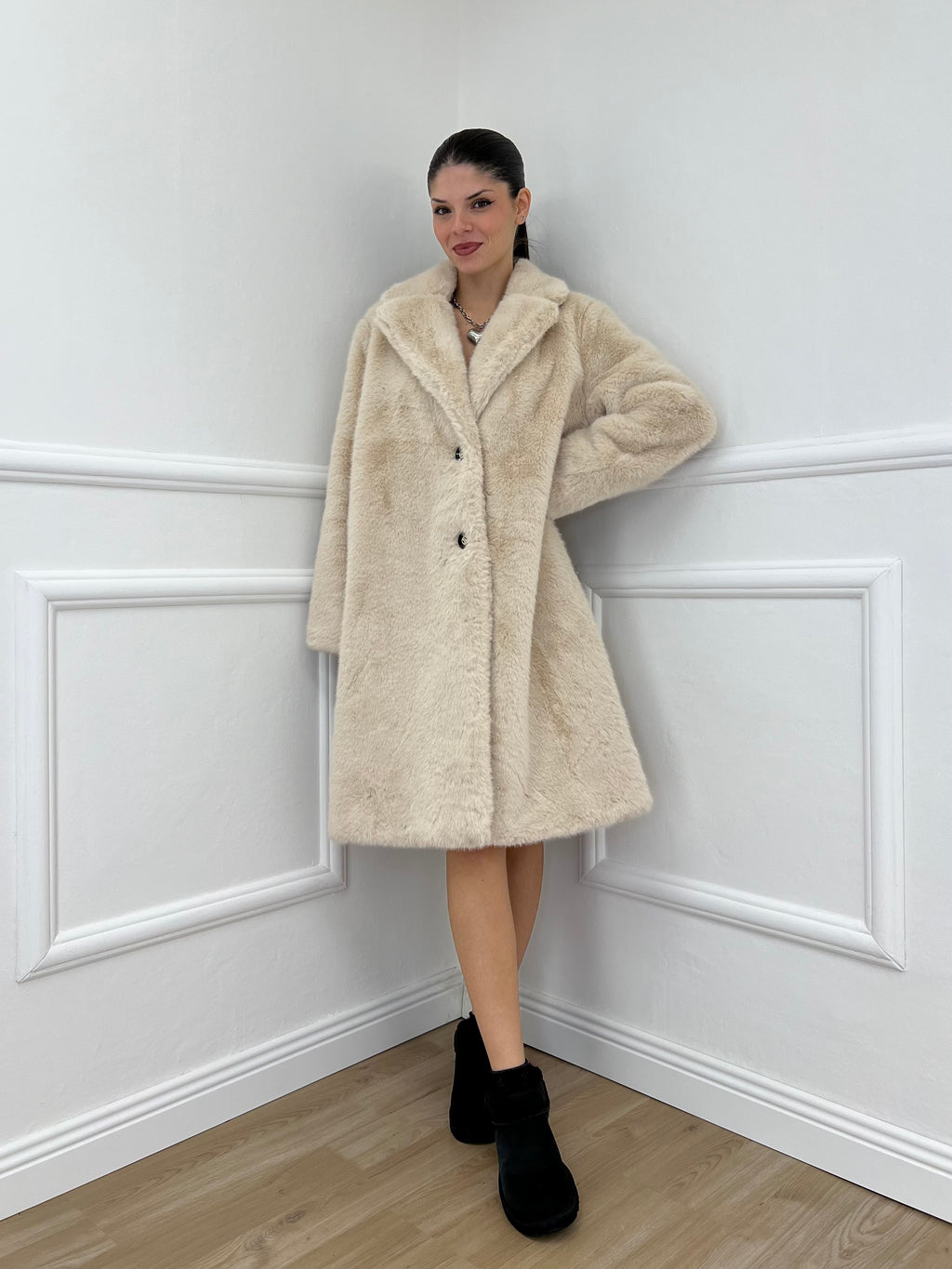 Cappotto Pelliccia 6619 Ecru