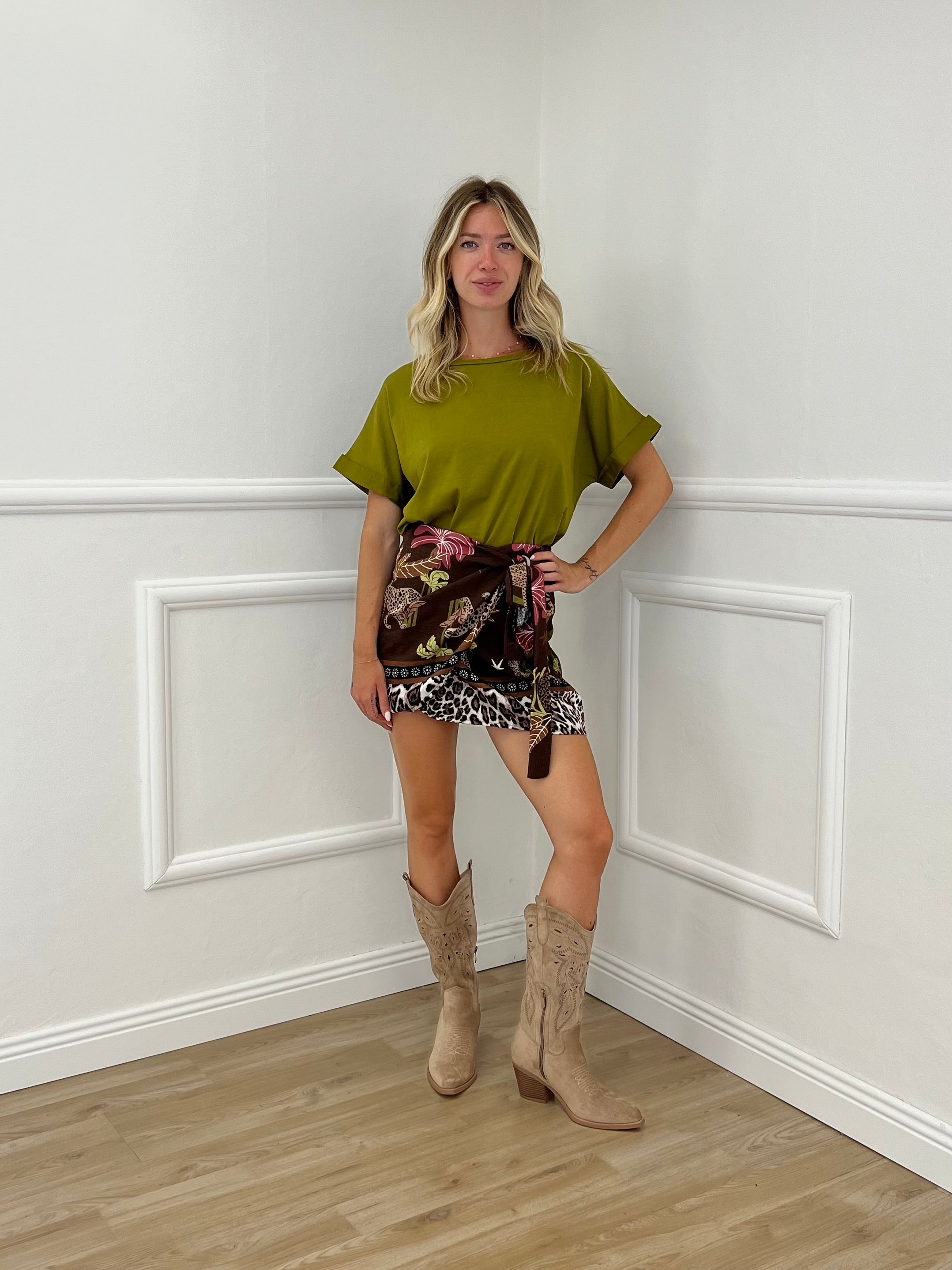 T-shirt Bottoncini 1302 Verde Olio