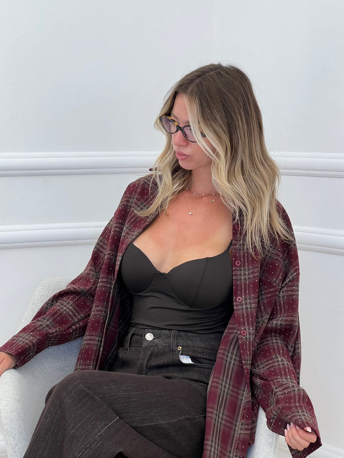 Camicia Check Strass 19108 Bordeaux