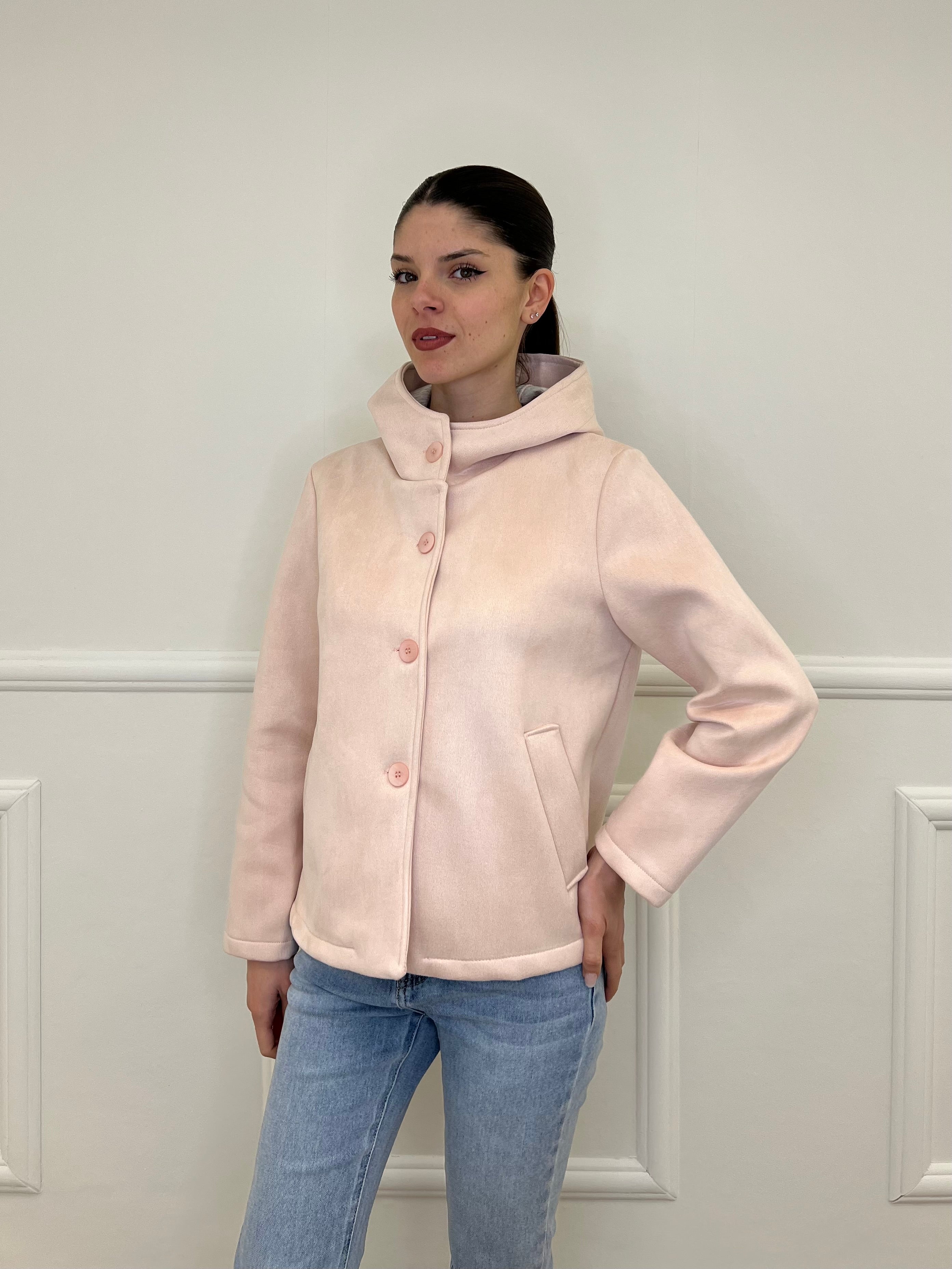 Giacca Scuba Effetto Scamosciato 852 Rosa