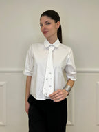 Camicia Con Cravatta Strass 15016 Bianco