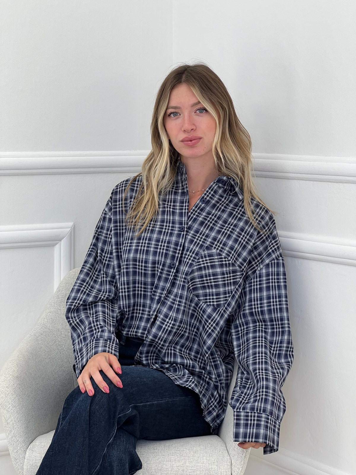 Camicia Over Check 17298 Blu