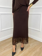 Gonna in Maglia Pizzo 2187 Moro