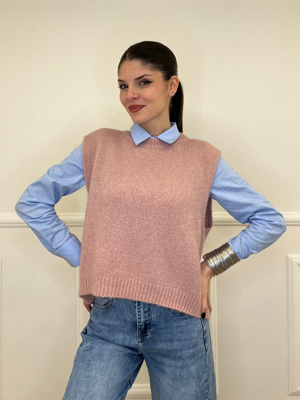 Gilet Kid Mohair 5218 Rosa