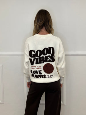 Maglia Over Good Vibes Love S11167 Panna