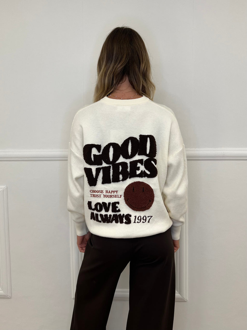 Maglia Over Good Vibes Love S11167 Panna