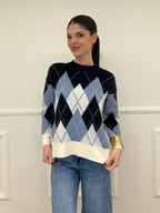 Maglia Over Losanghe L8075 Blu