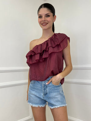 Top Monospalla Tencel 6587 Bordeaux