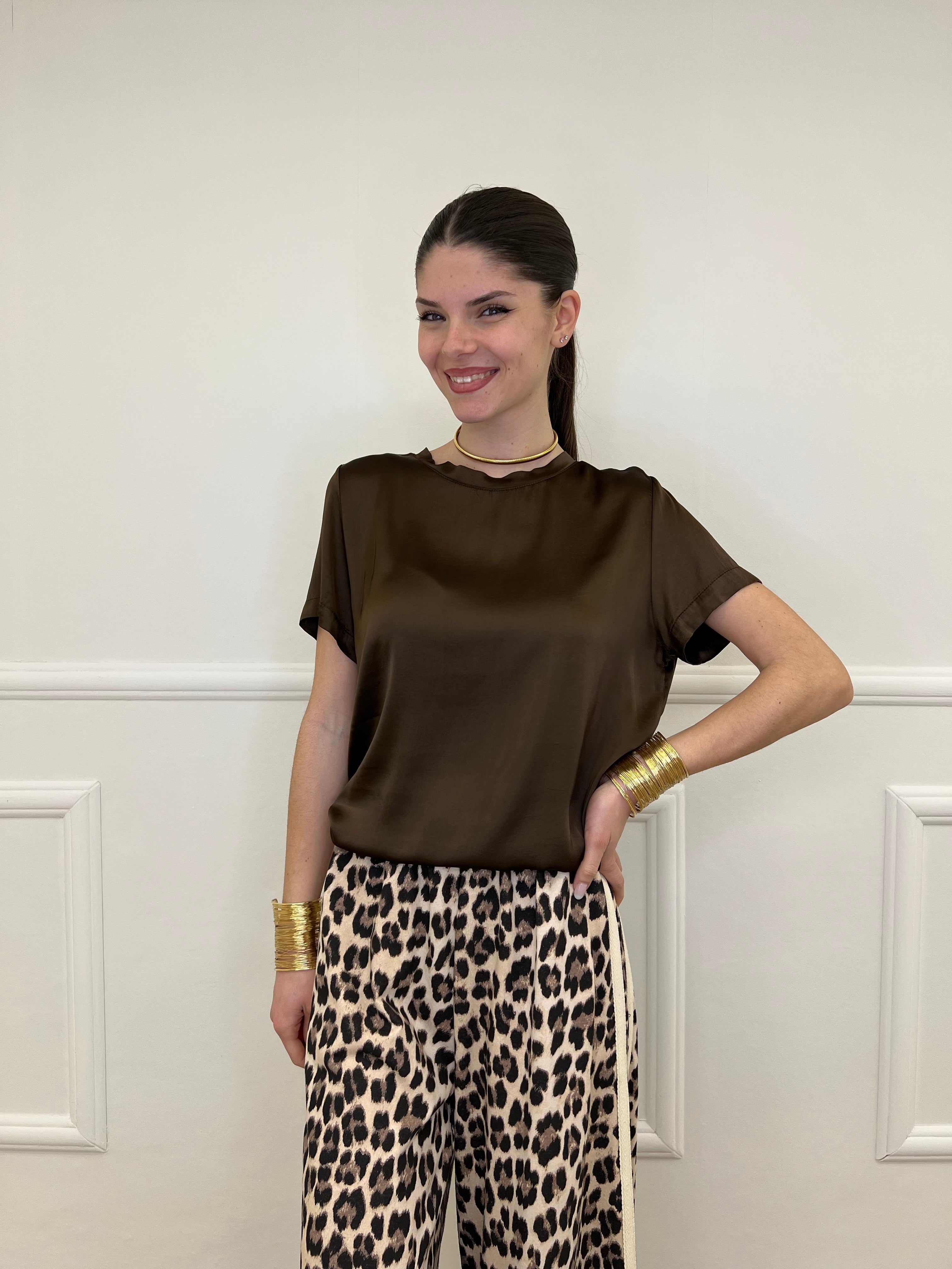 Maglietta In Raso Di Viscosa 82008 Moro