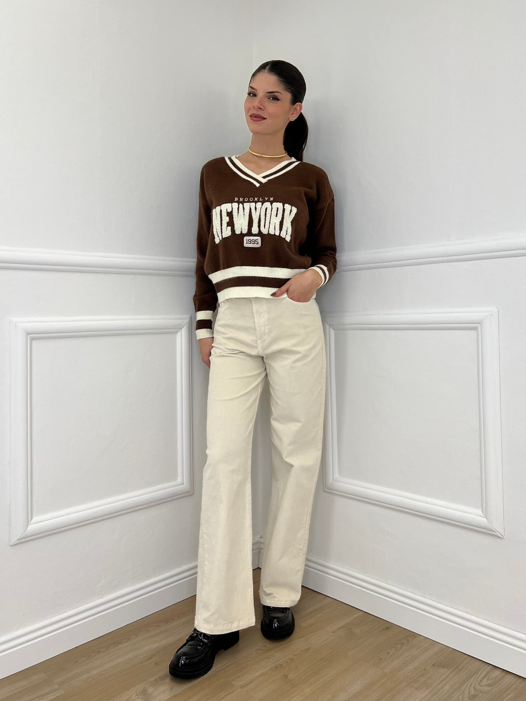 Pantalone Millerighe 824604 Panna