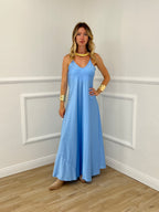 Vestito Satinato 1072 Azzurro
