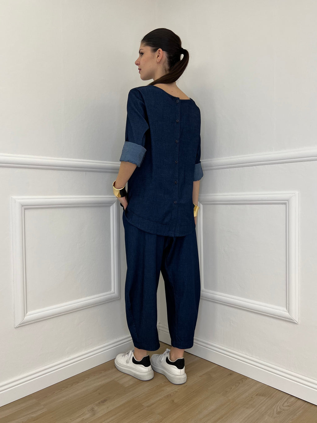 Blusa Chambray Bottoni 2546 Blu
