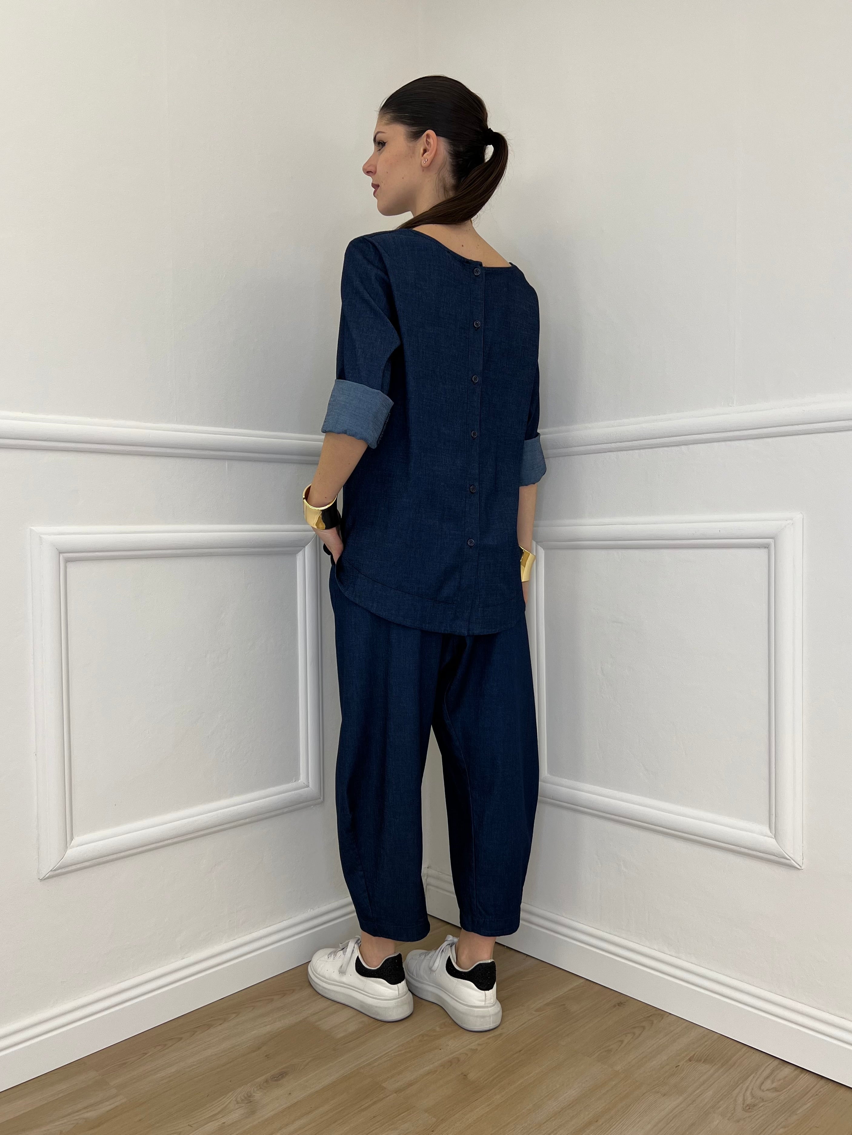 Blusa Chambray Bottoni 2546 Blu