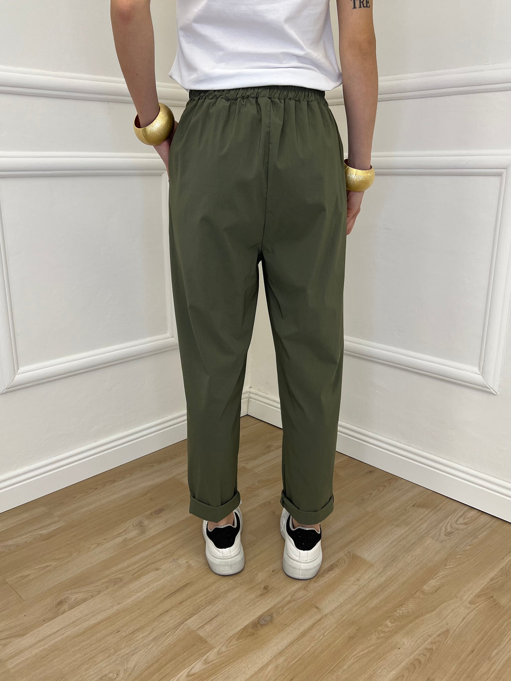 Pantalone Baggy Viscosa 2815 Verde Militare