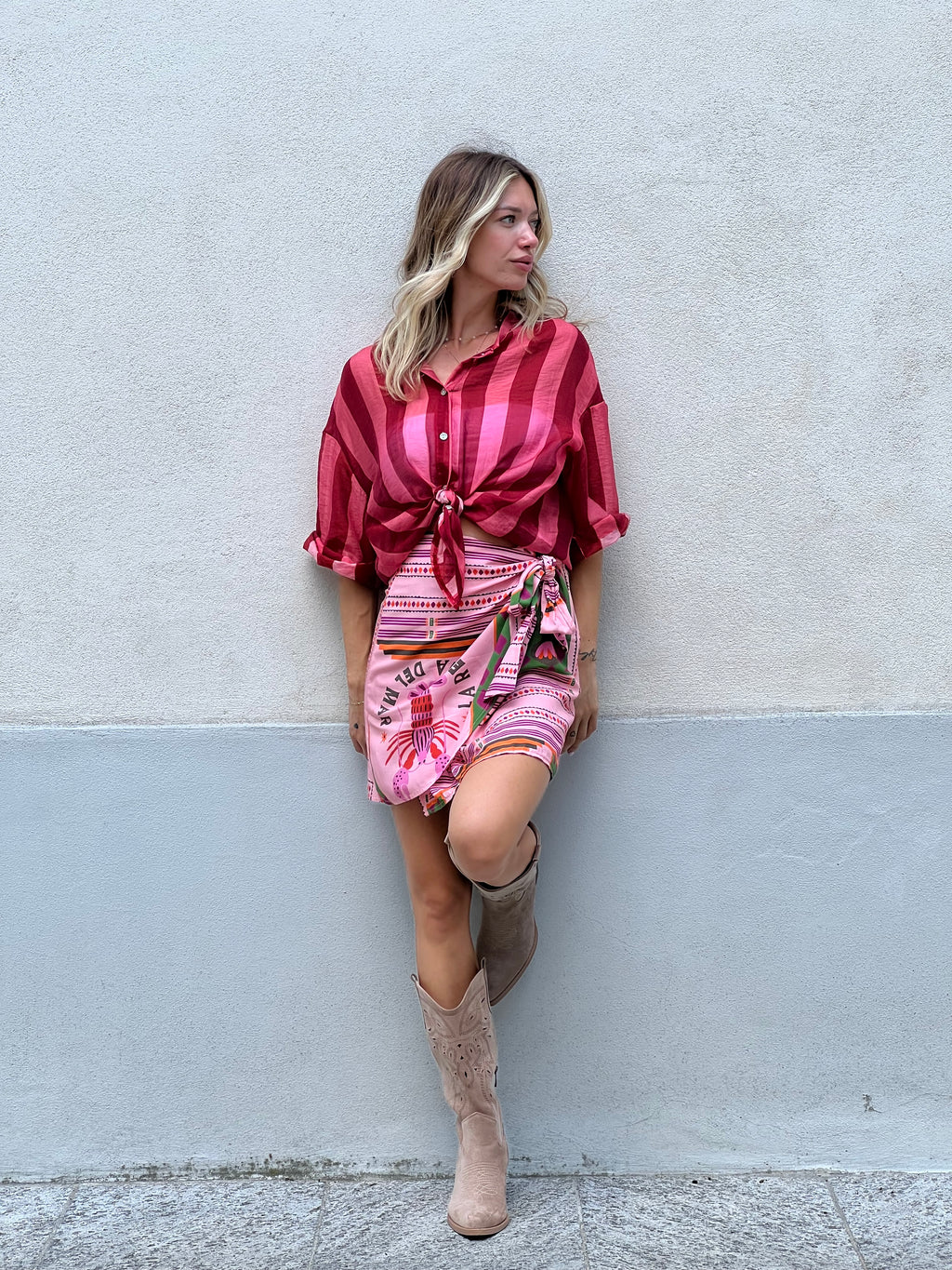 Camicia Over a Righe 2907 Aragosta