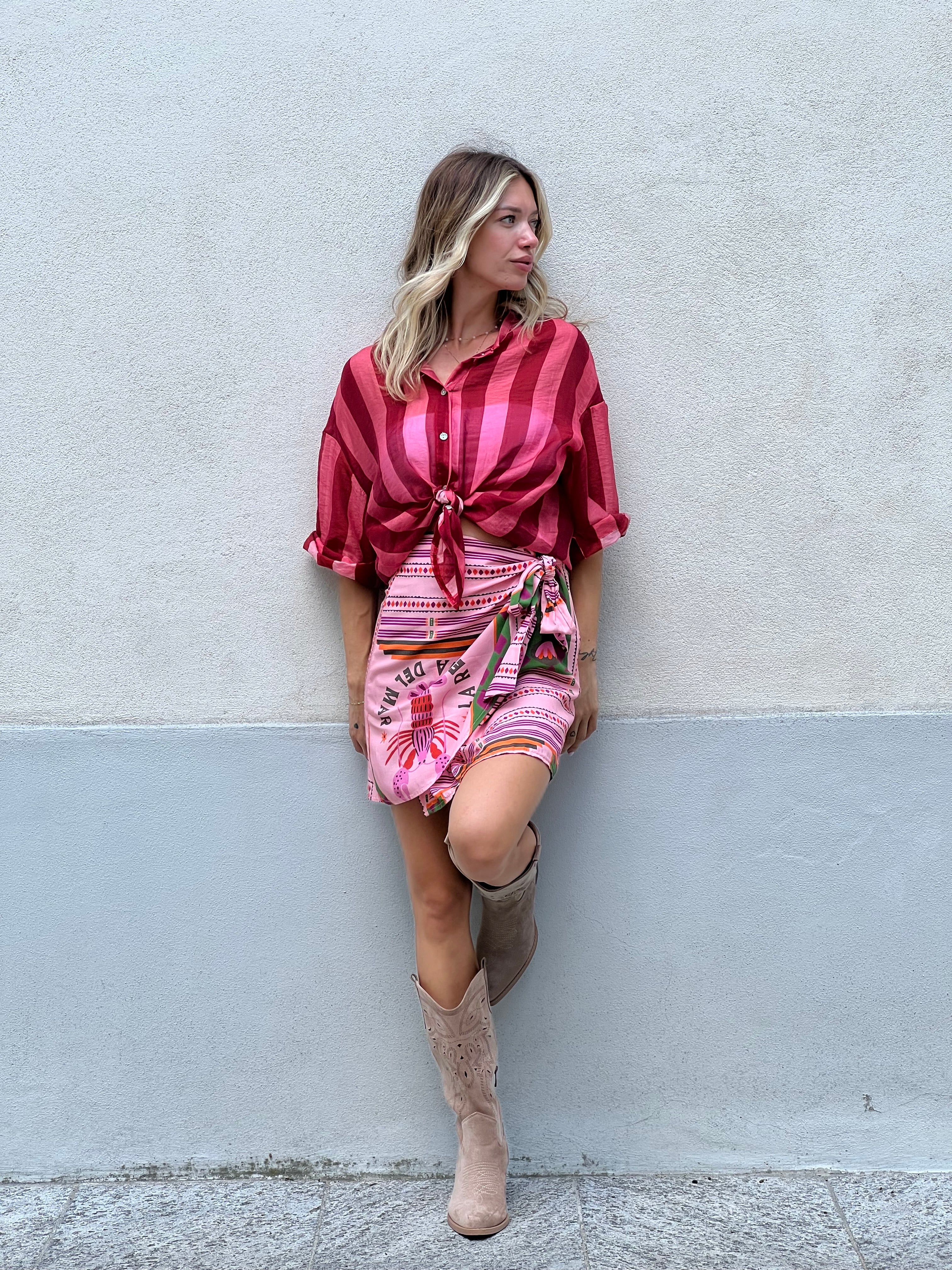 Camicia Over a Righe 2907 Aragosta