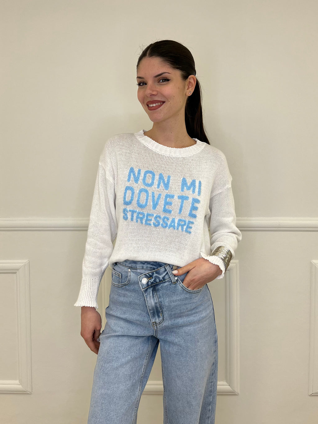 Maglia "Non Mi Dovete Stressare" 3695 Bianco