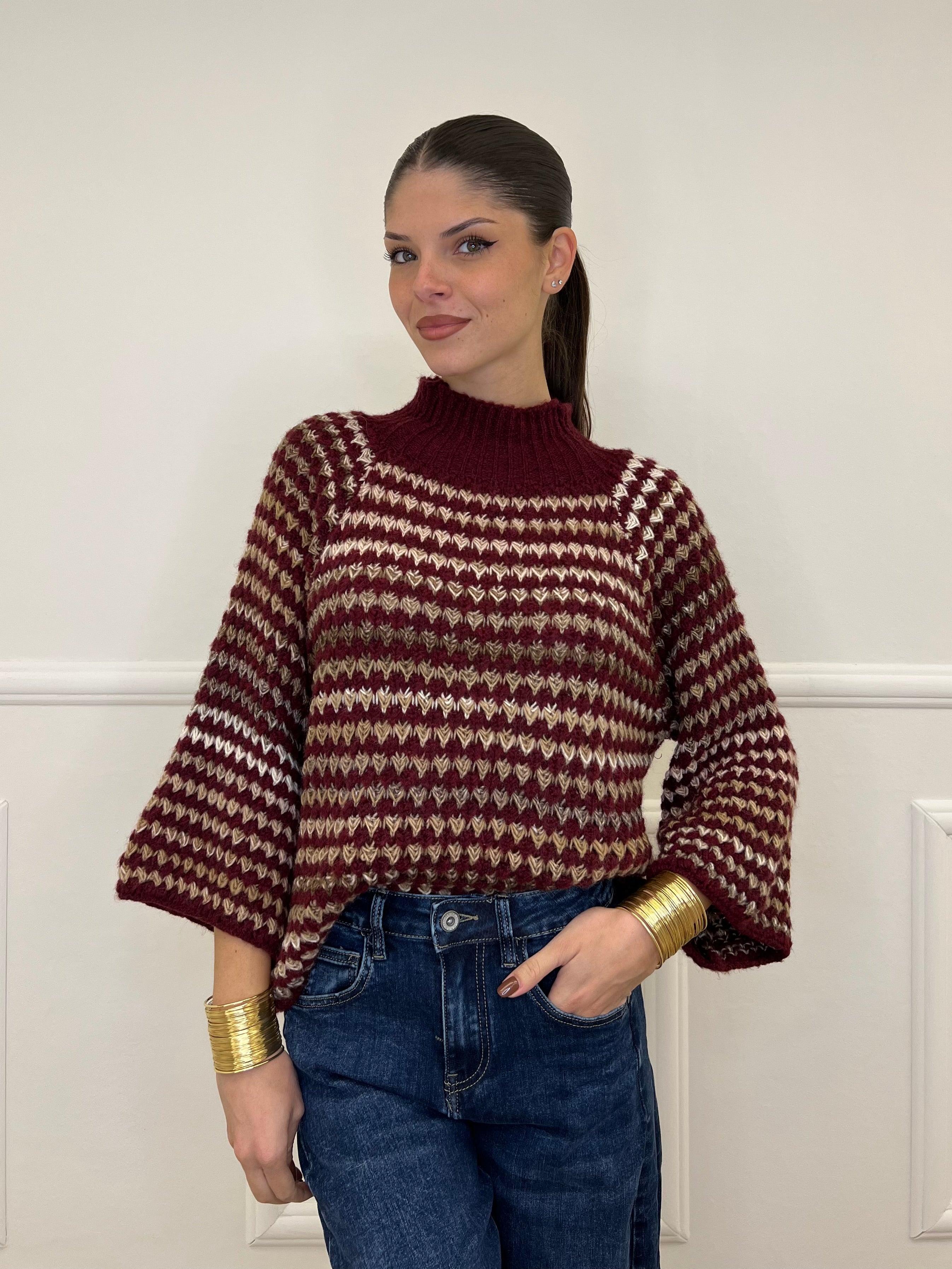 Maglia Jacquard 25453 Burgundy