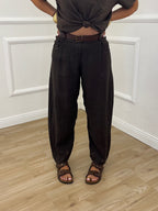 Pantalone Balloon Lino 6135 Moro