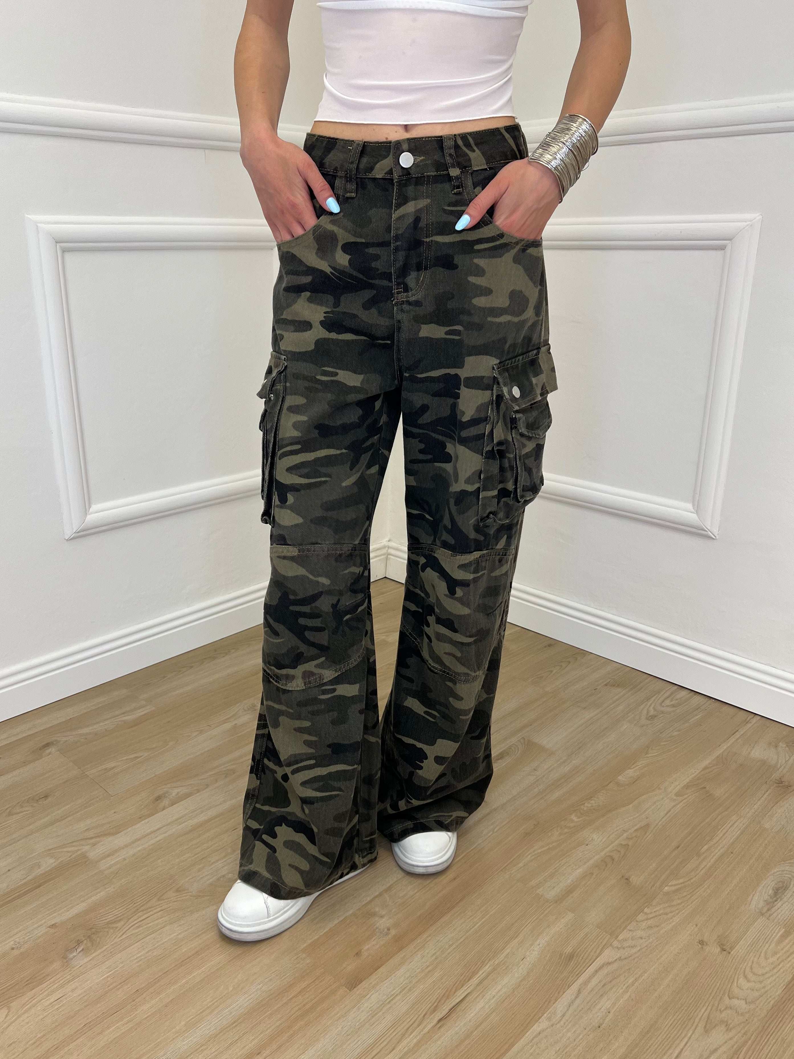 Pantalone Palazzo Cargo Camouflage 88152