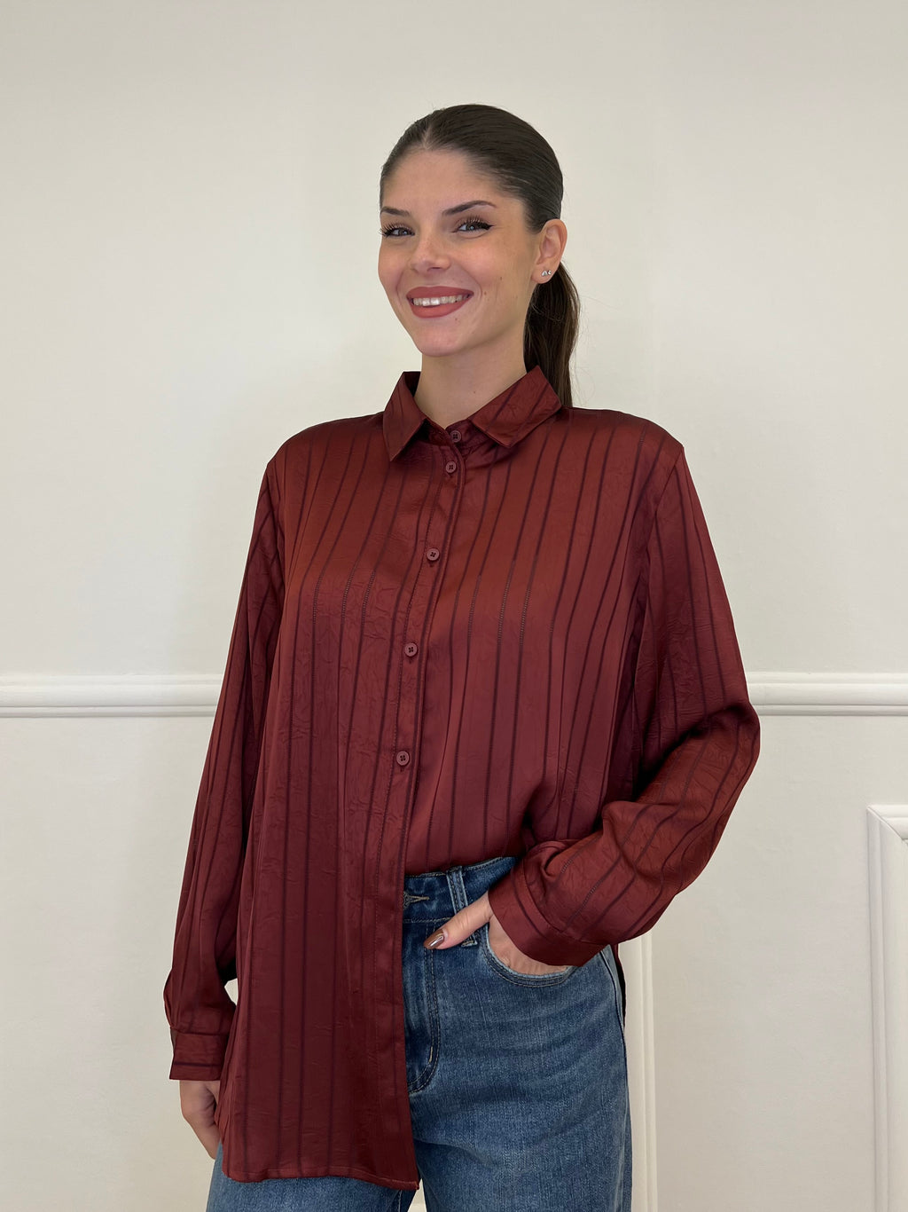 Camicia Satin Strop 4962584 Burgundy