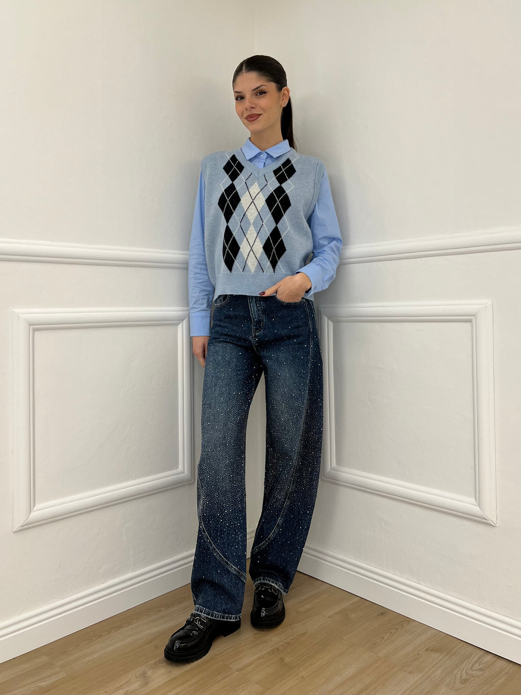 Gilet Losanghe 261711 Azzurro