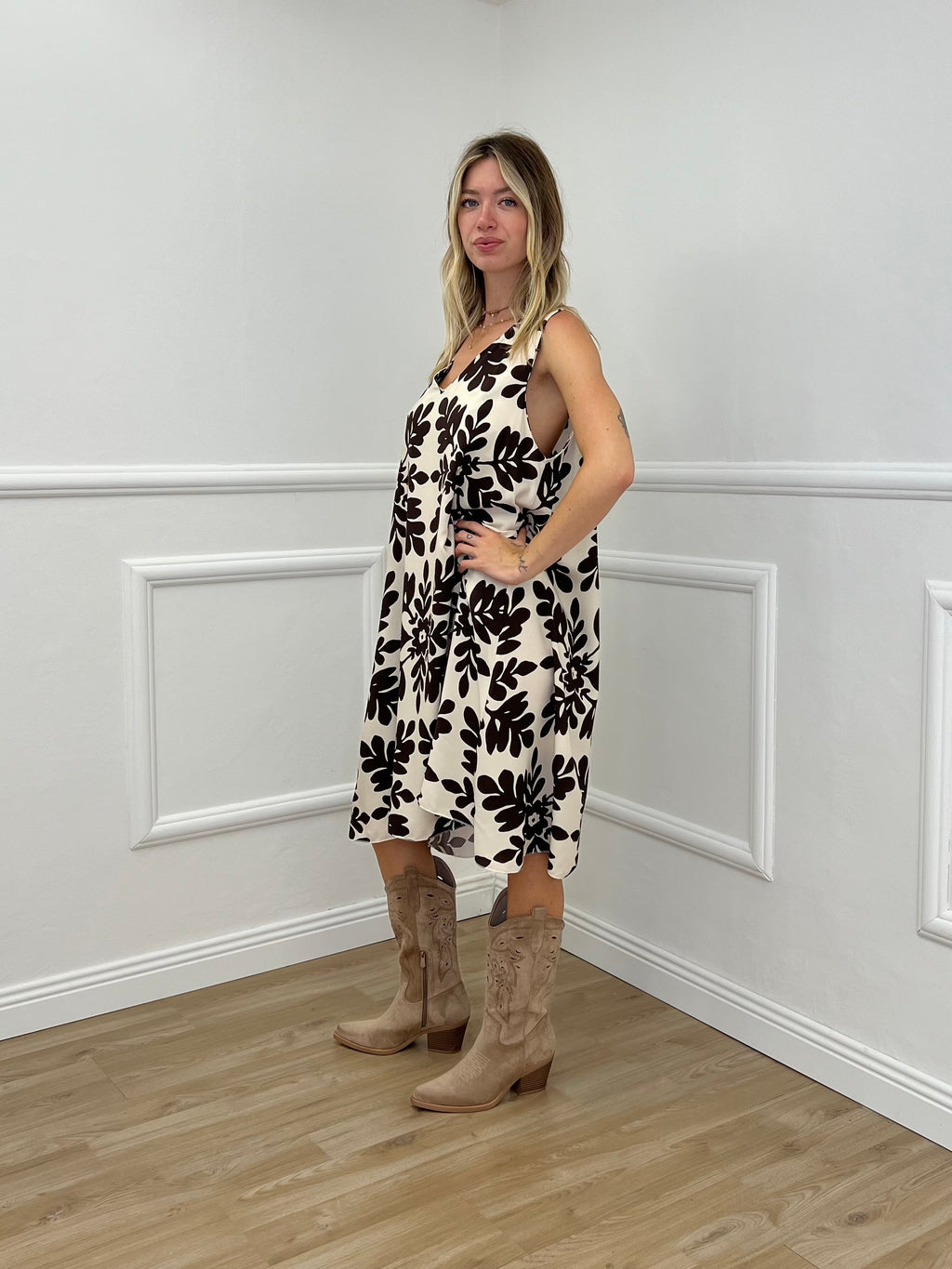 Abito Viscosa Floreale 2143 Marrone