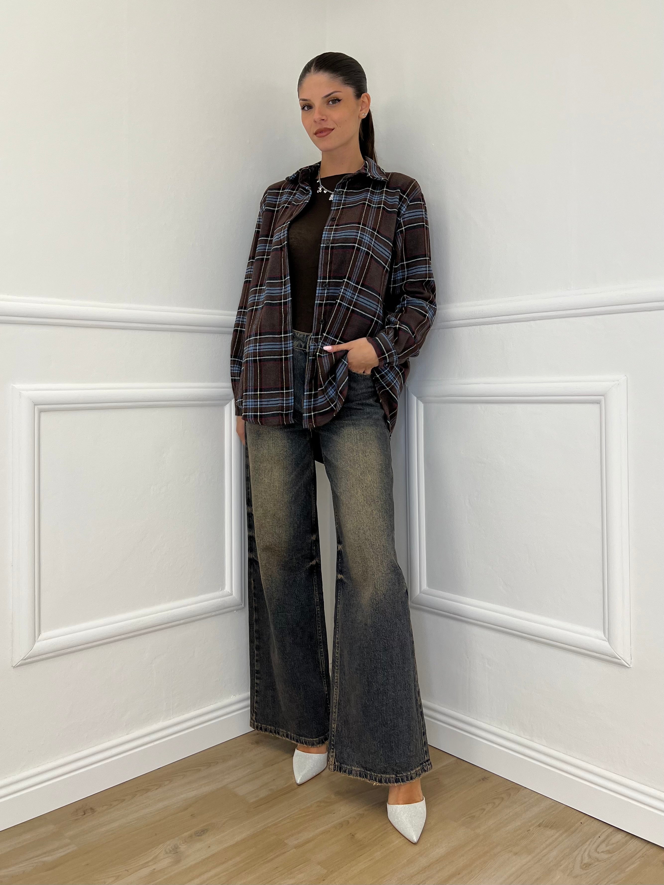 Camicia Madras A35 Marrone