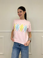 Maglia Rombi Maniche Corte 2909 Rosa