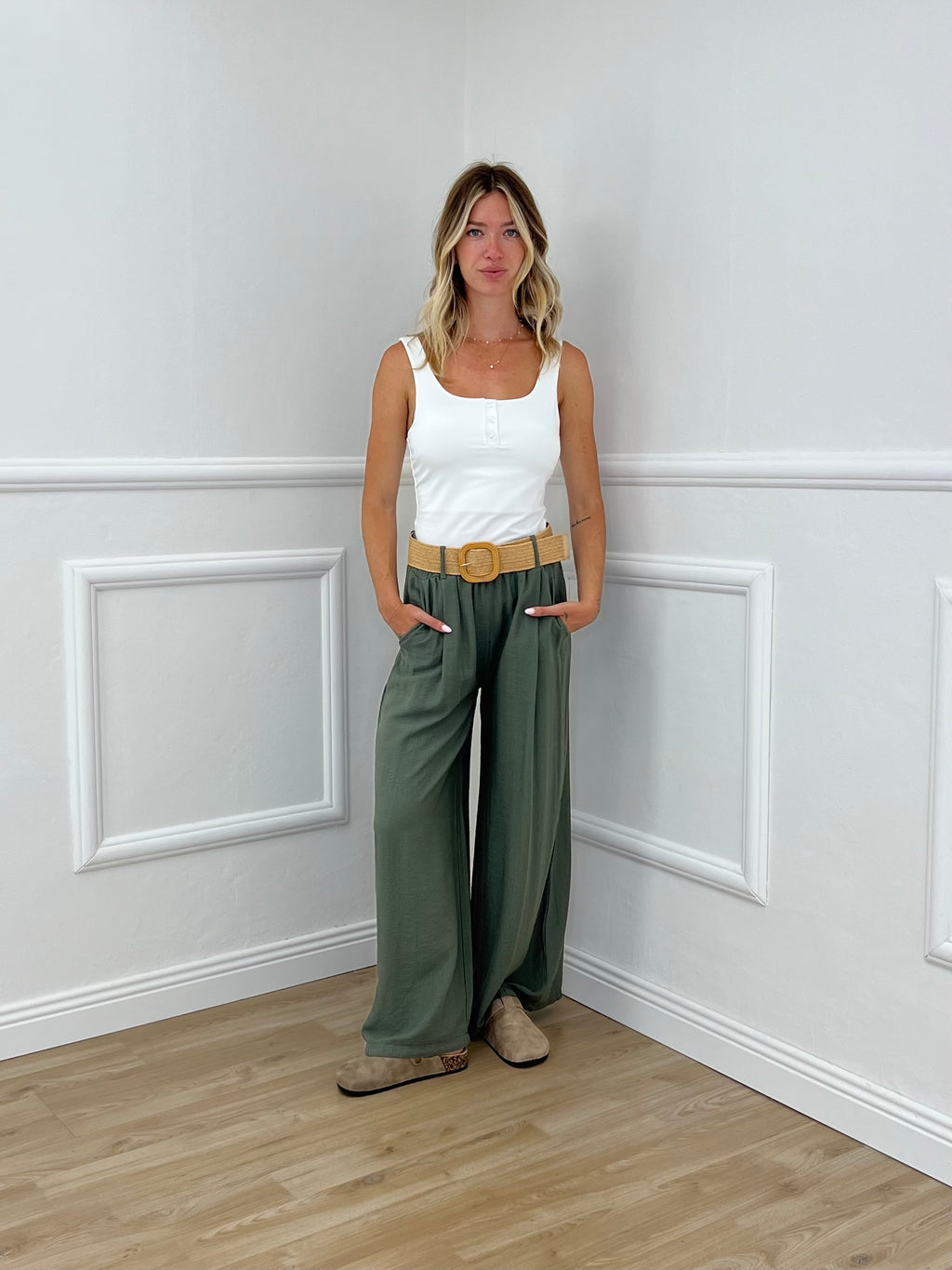 Pantalone Viscosa Strop 33660 Verde Militare