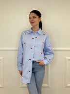 Camicia Cuori Bastoncino HQ045 Azzurro e Rosso