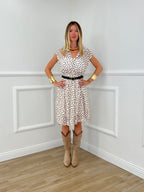 Vestito Corto a Pois 15909 Panna e Moro