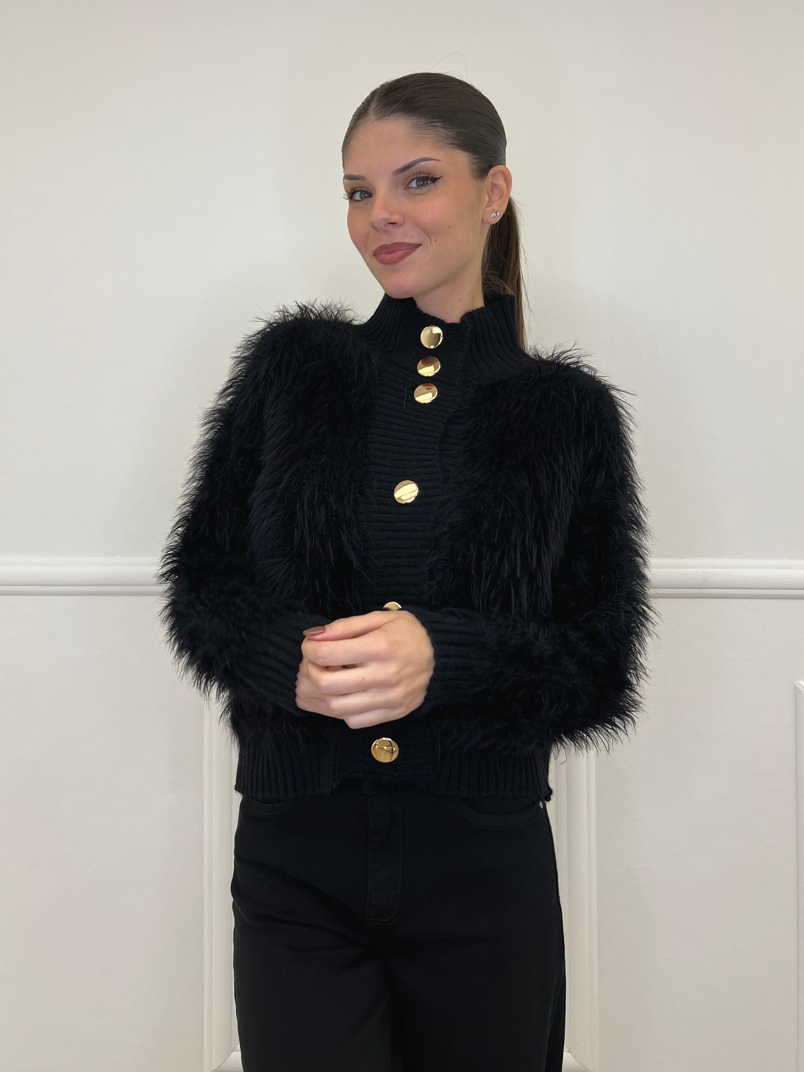 Cardigan Fluffy 3061 Nero