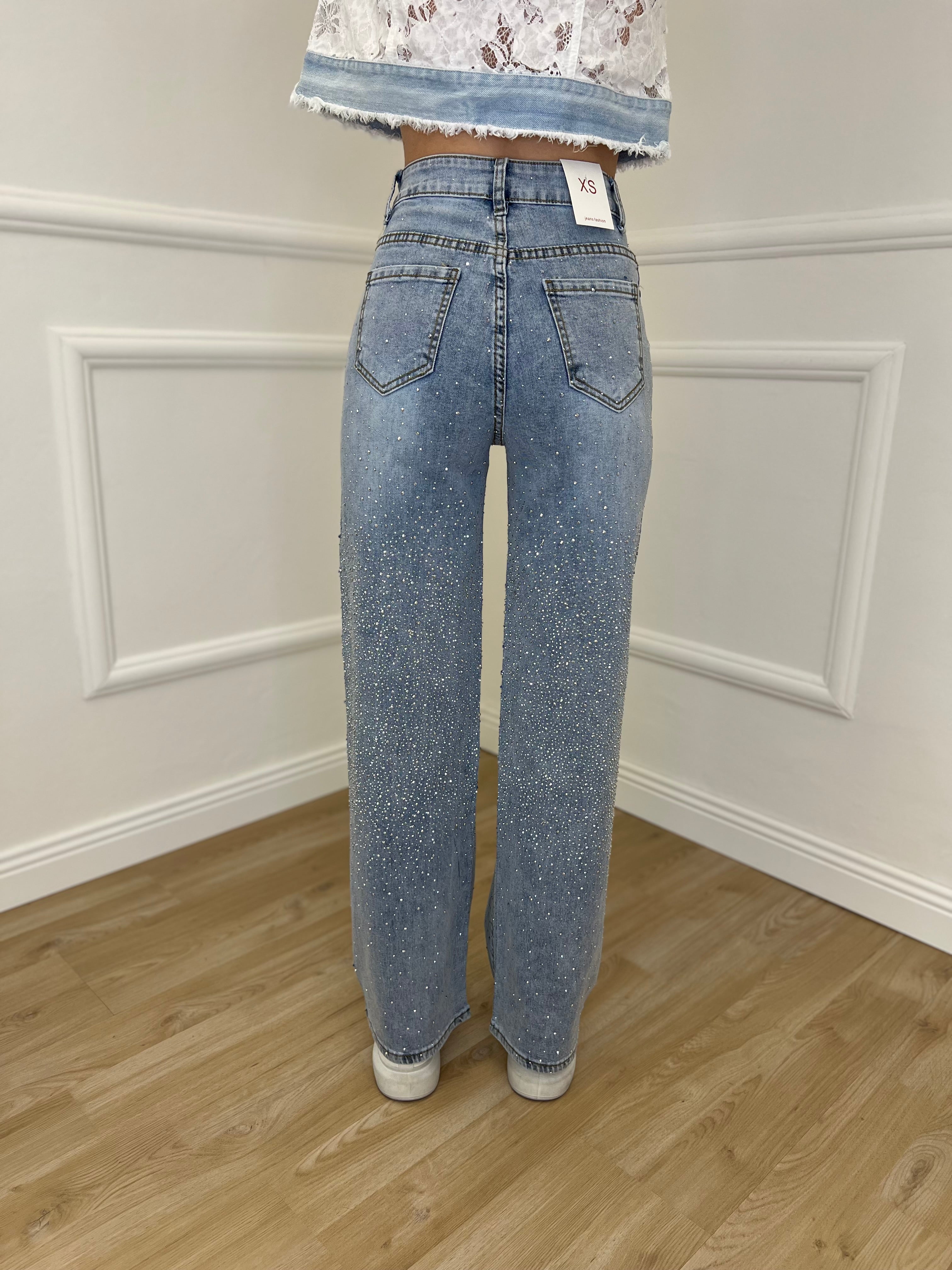 Jeans Strass 5051 Azzurro