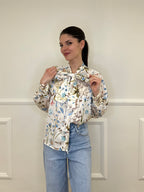 Camicia Floreale Con Fiocco 2598 Azzurro