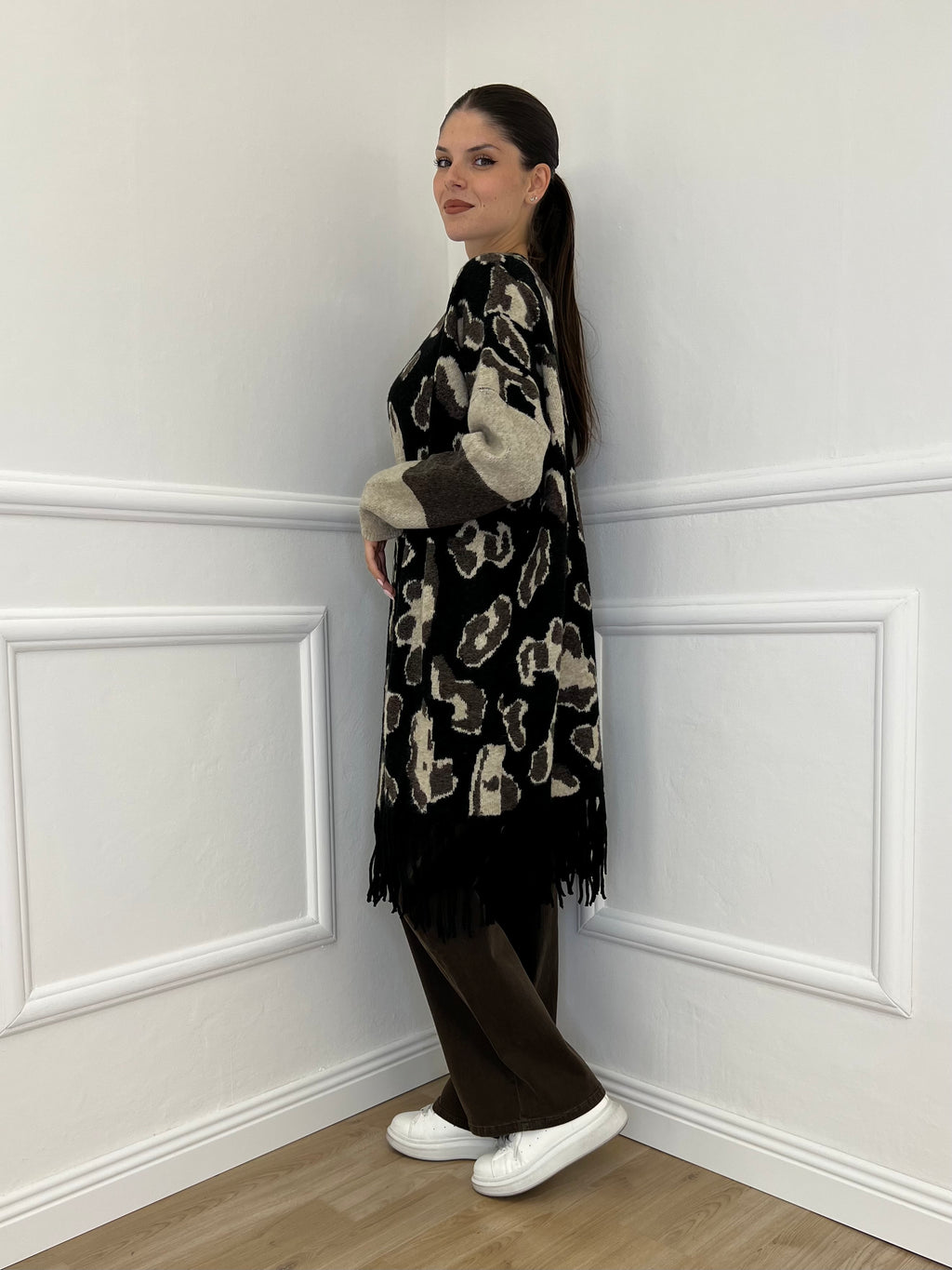 Maxi Cardigan Animalier 5036 - Bazar Abbigliamento