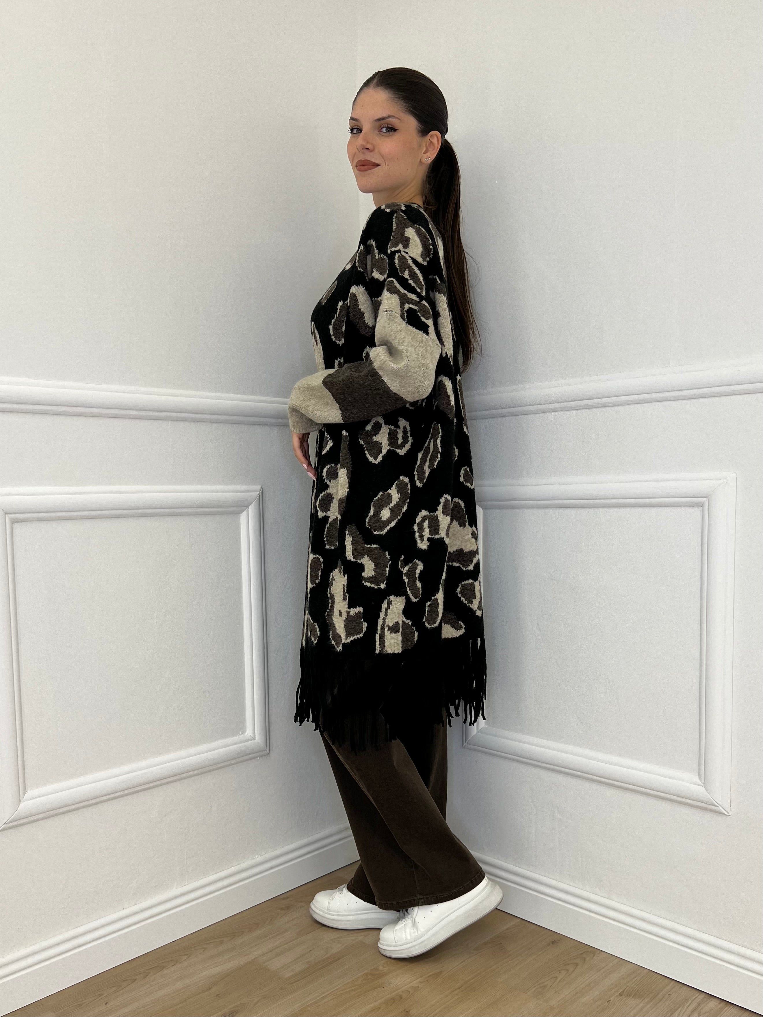 Maxi Cardigan Animalier 5036 - Bazar Abbigliamento