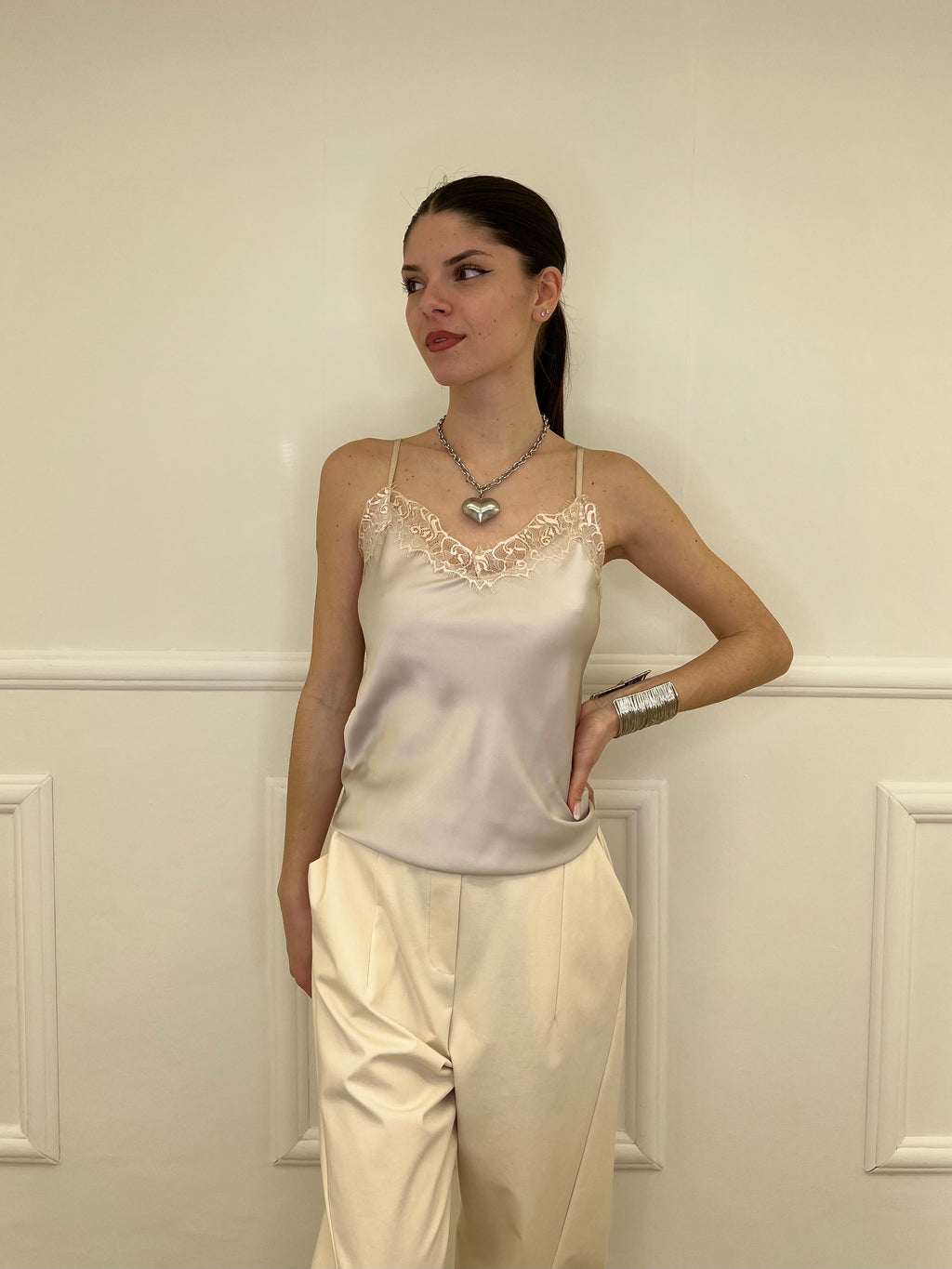 Top In Satin Con Pizzo 18673 Nude