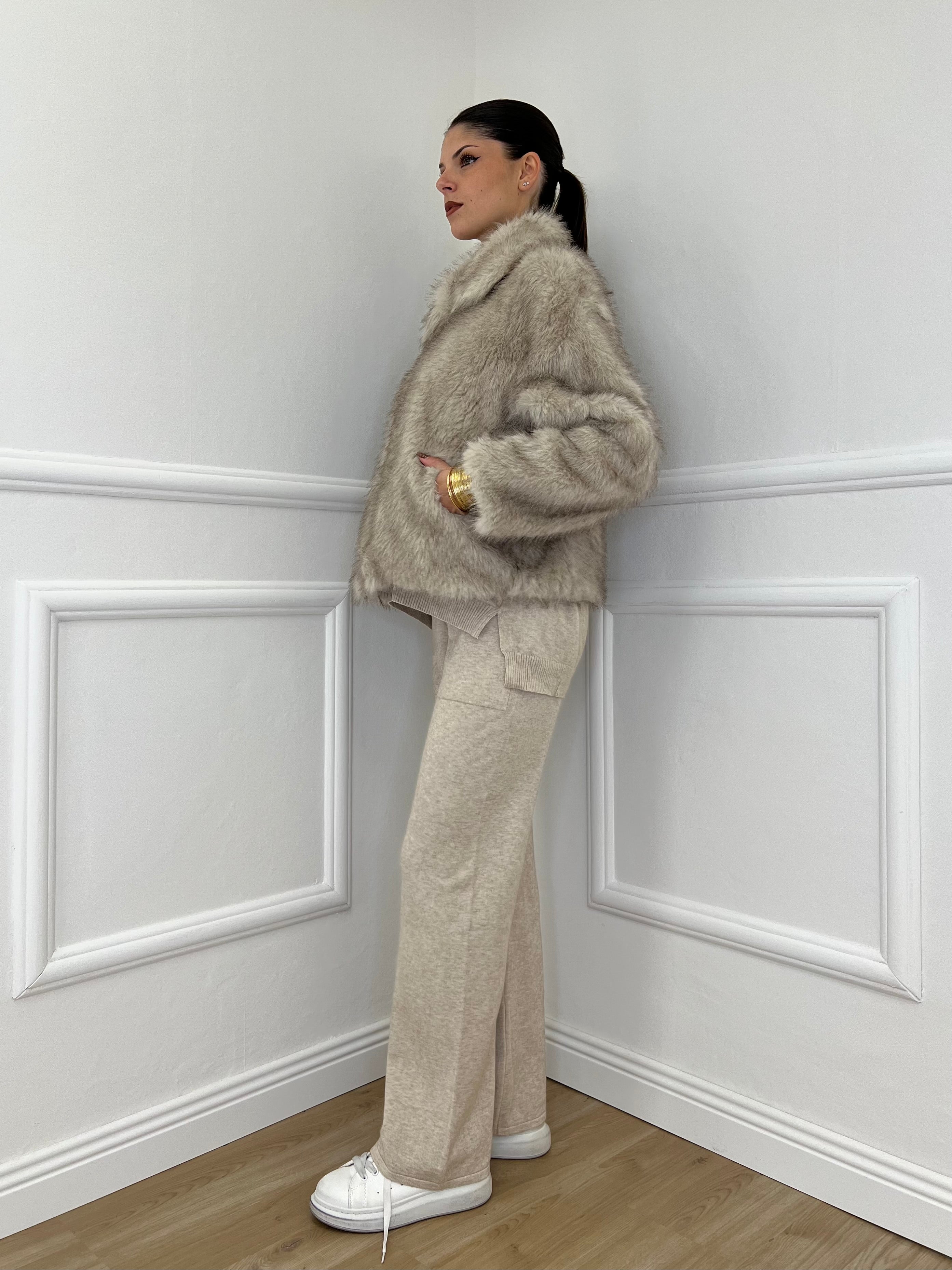 Pelliccia Zip C058 Ecru