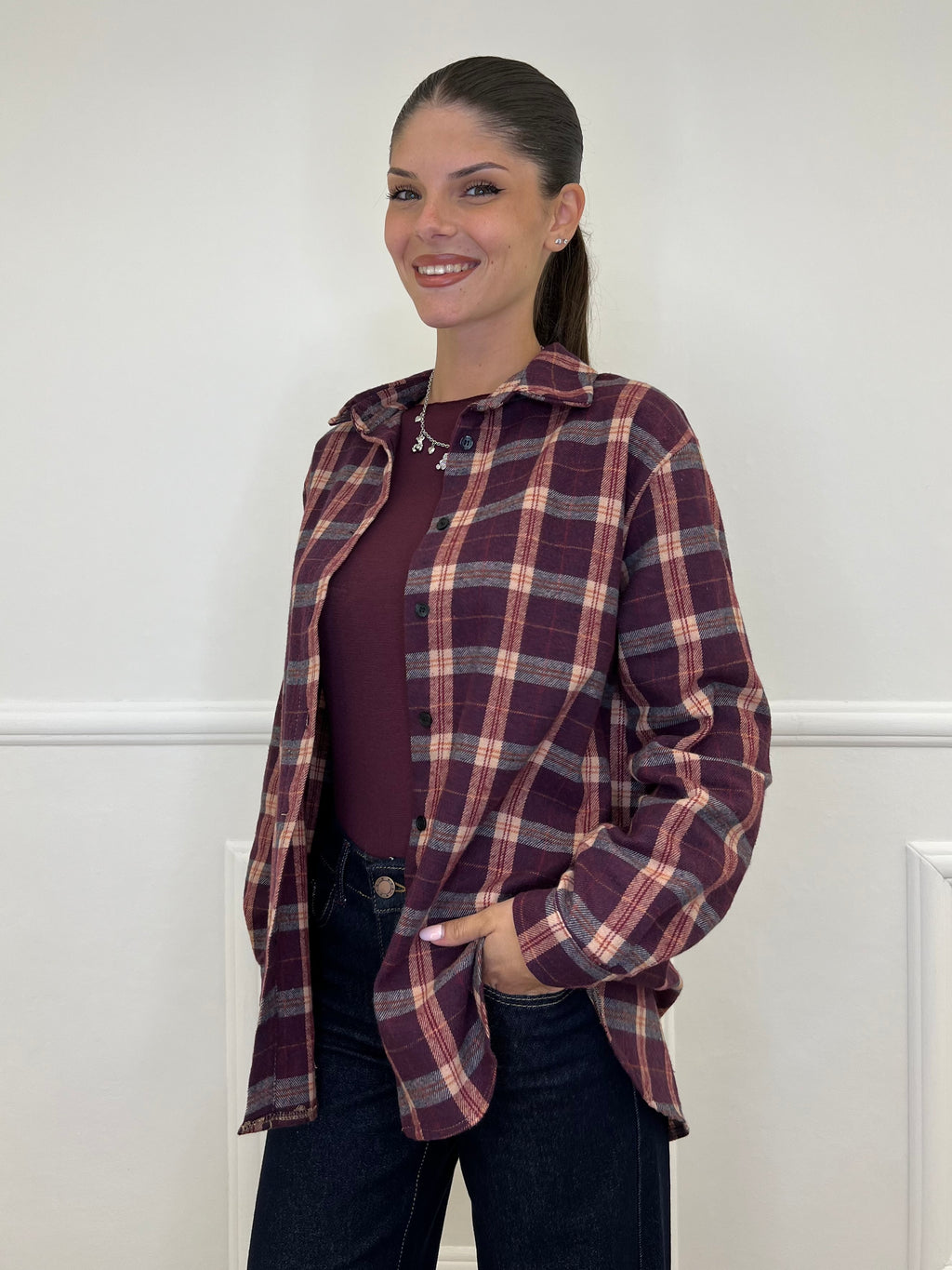 Camicia Madras A35 Burgundy