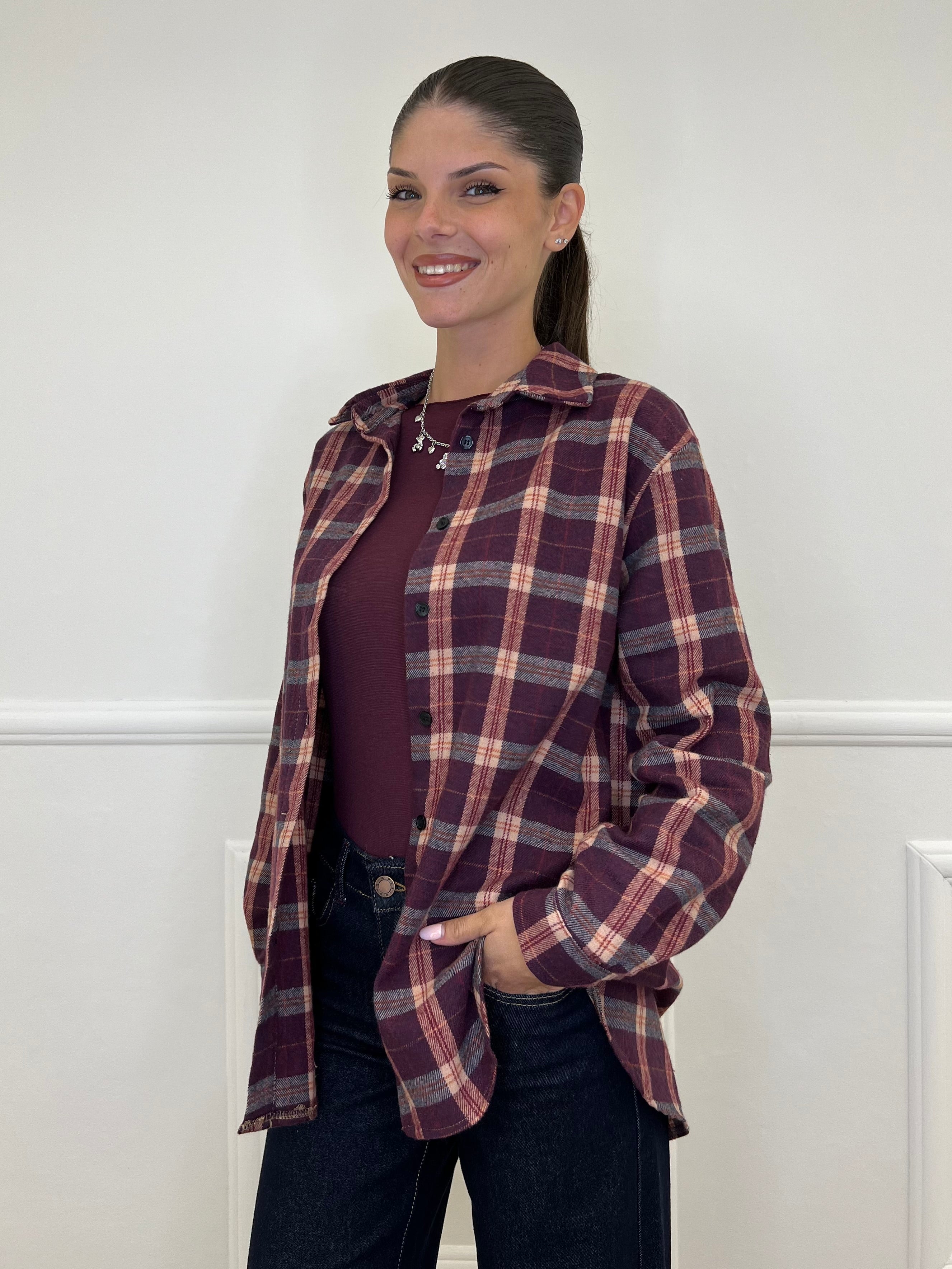 Camicia Madras A35 Burgundy