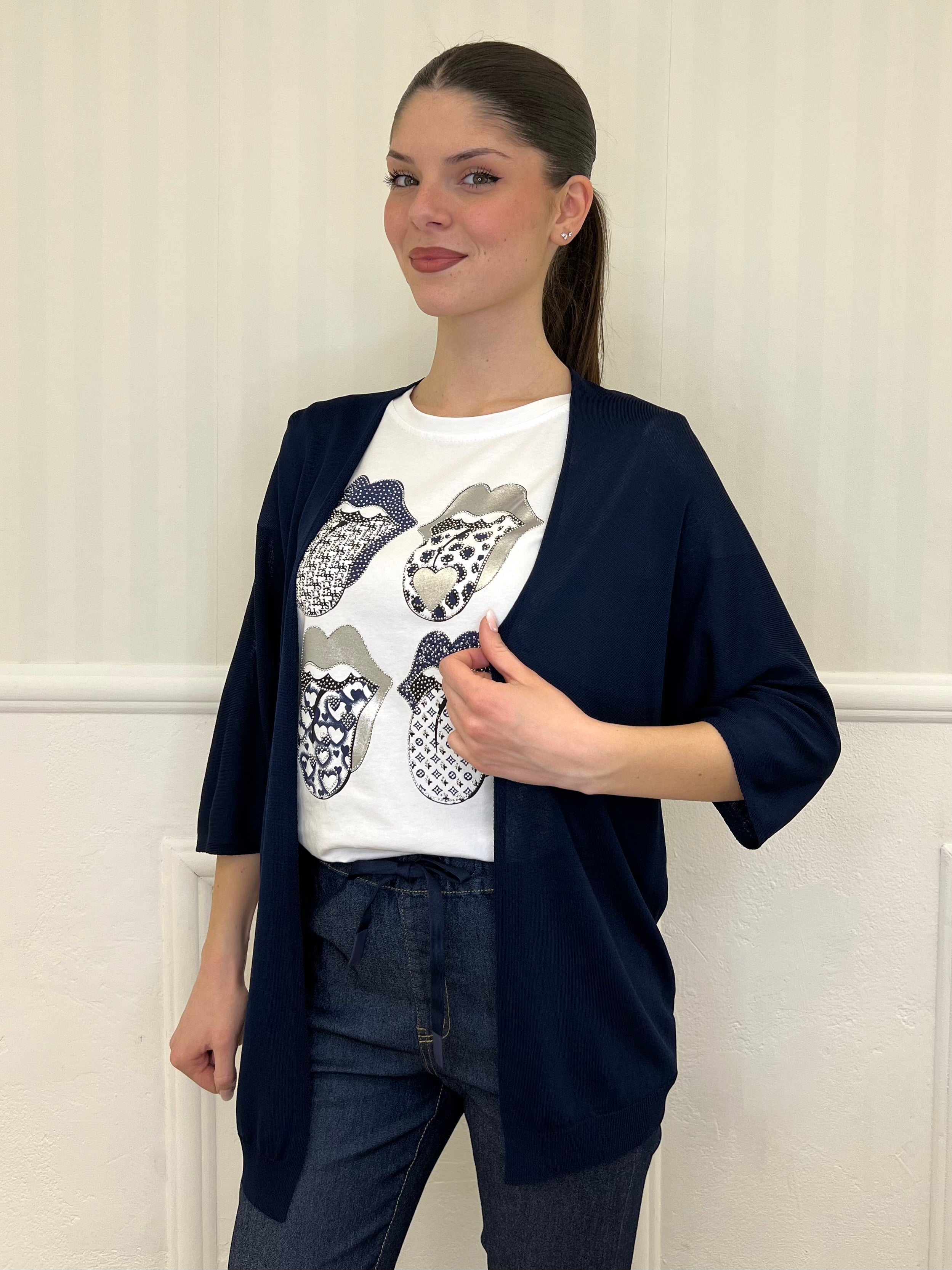 Cardigan Viscosa 9187 Blu - Bazar Abbigliamento