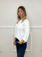 T-shirt Boxy Maniche Lunghe T10512 Bianco