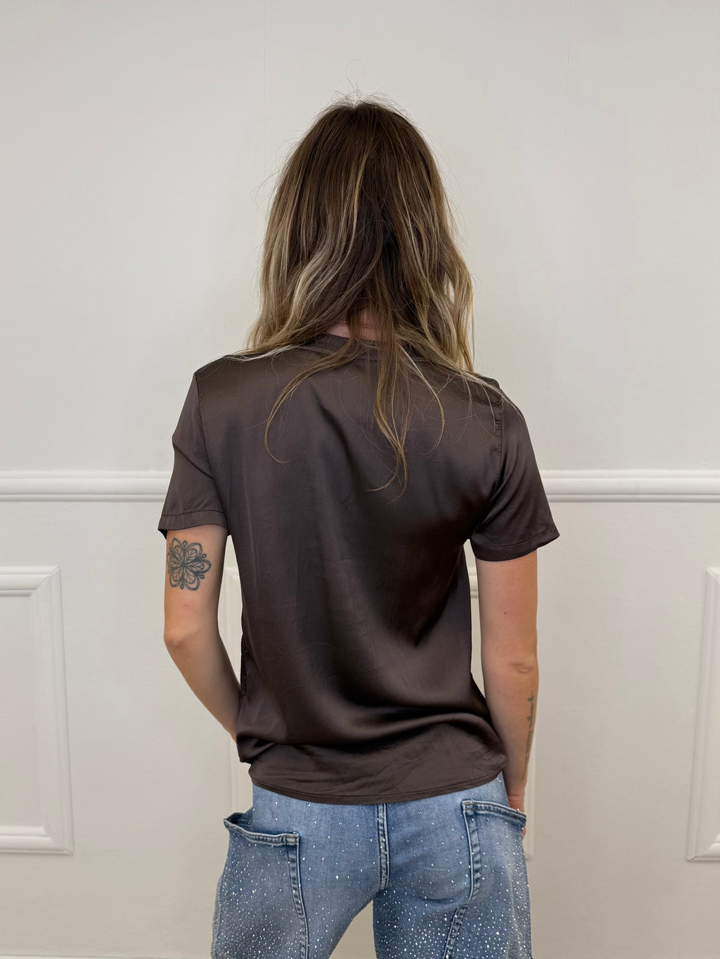 T-shirt In Raso 5055 Marrone