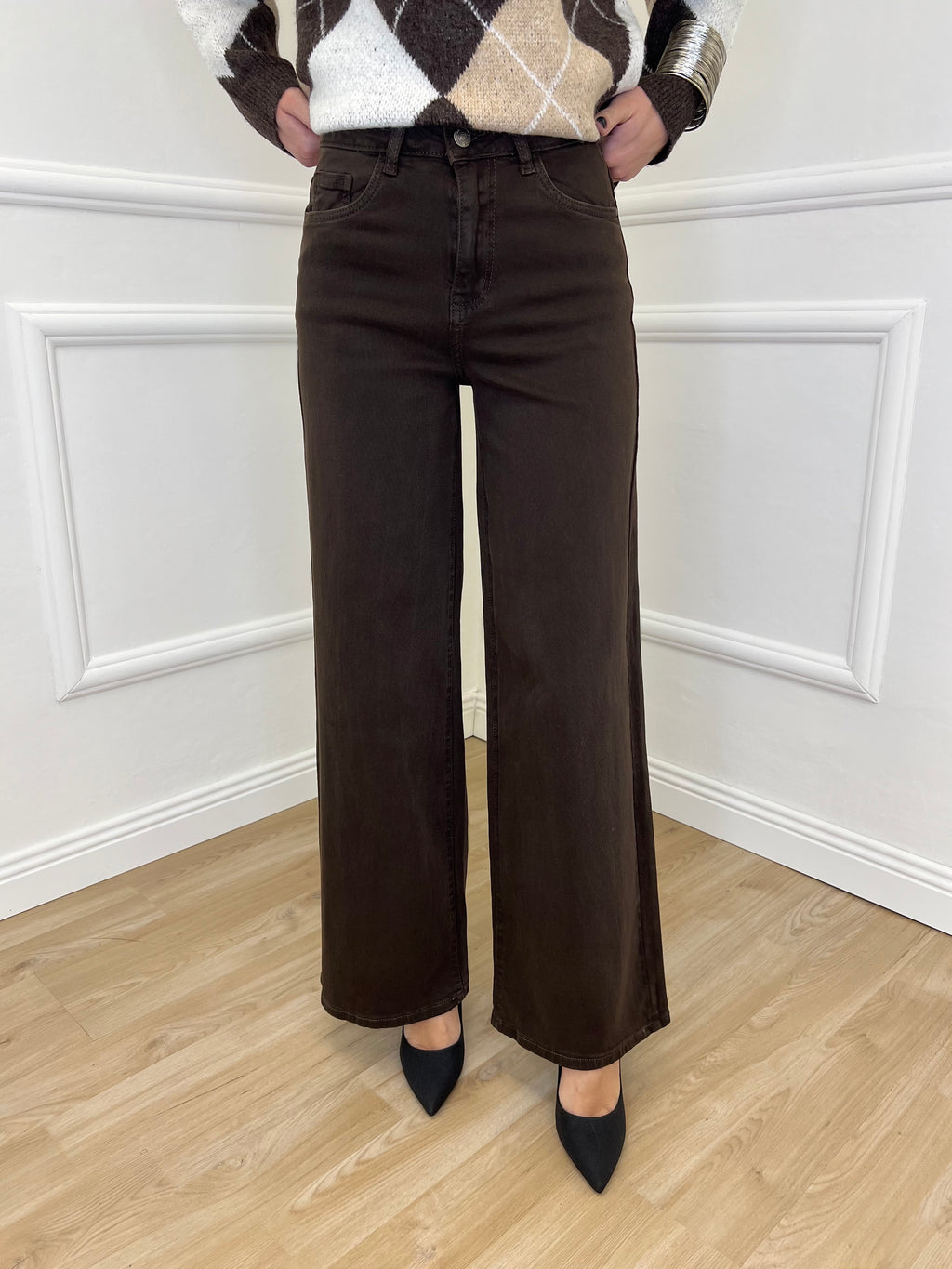 Jeans Palazzo T1001-1 Marrone