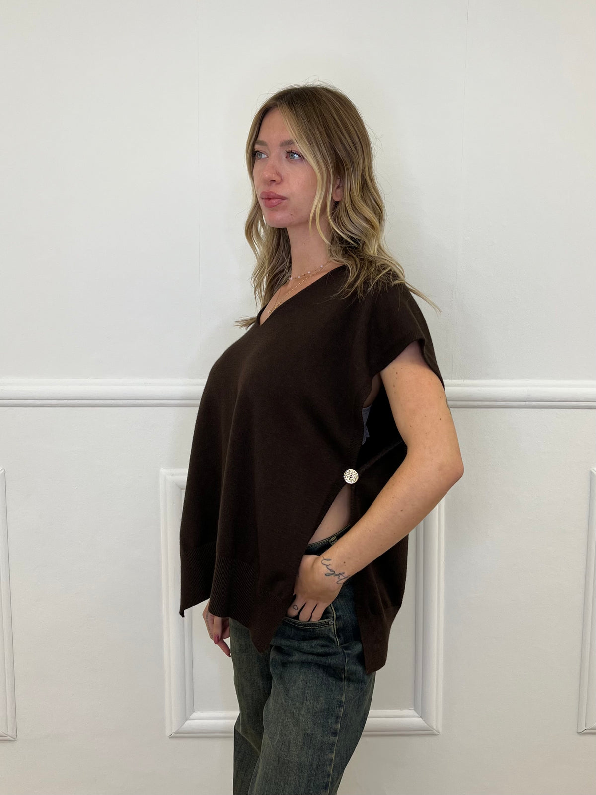 Maglia Viscosa e Alpaca con Bottoni 3502